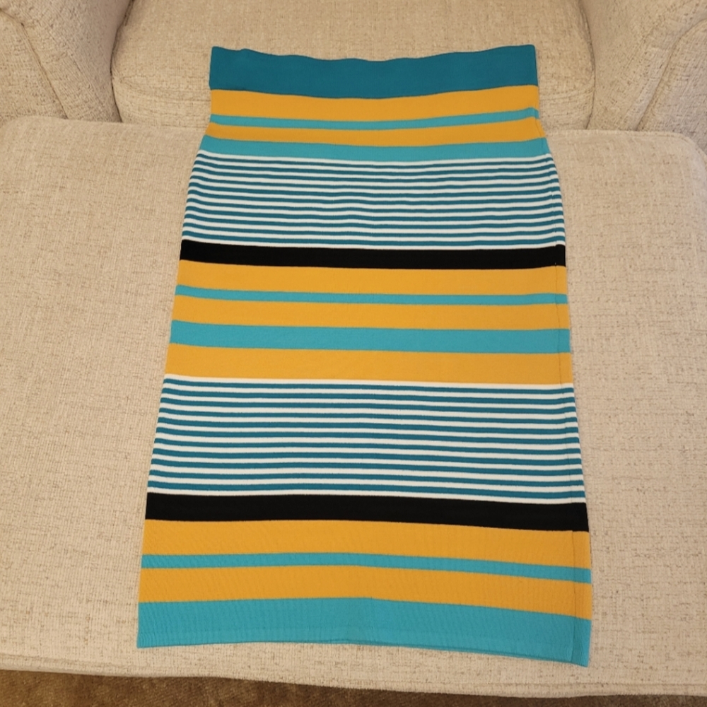 Teal & Goldenrod Stretcy Pencil Skirt